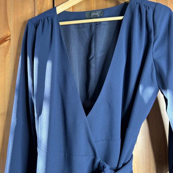 J. Crew Navy Wrap Dress Women’s 8 Classic Knee Length V-Neck Professional Preppy - Picture 9 of 9